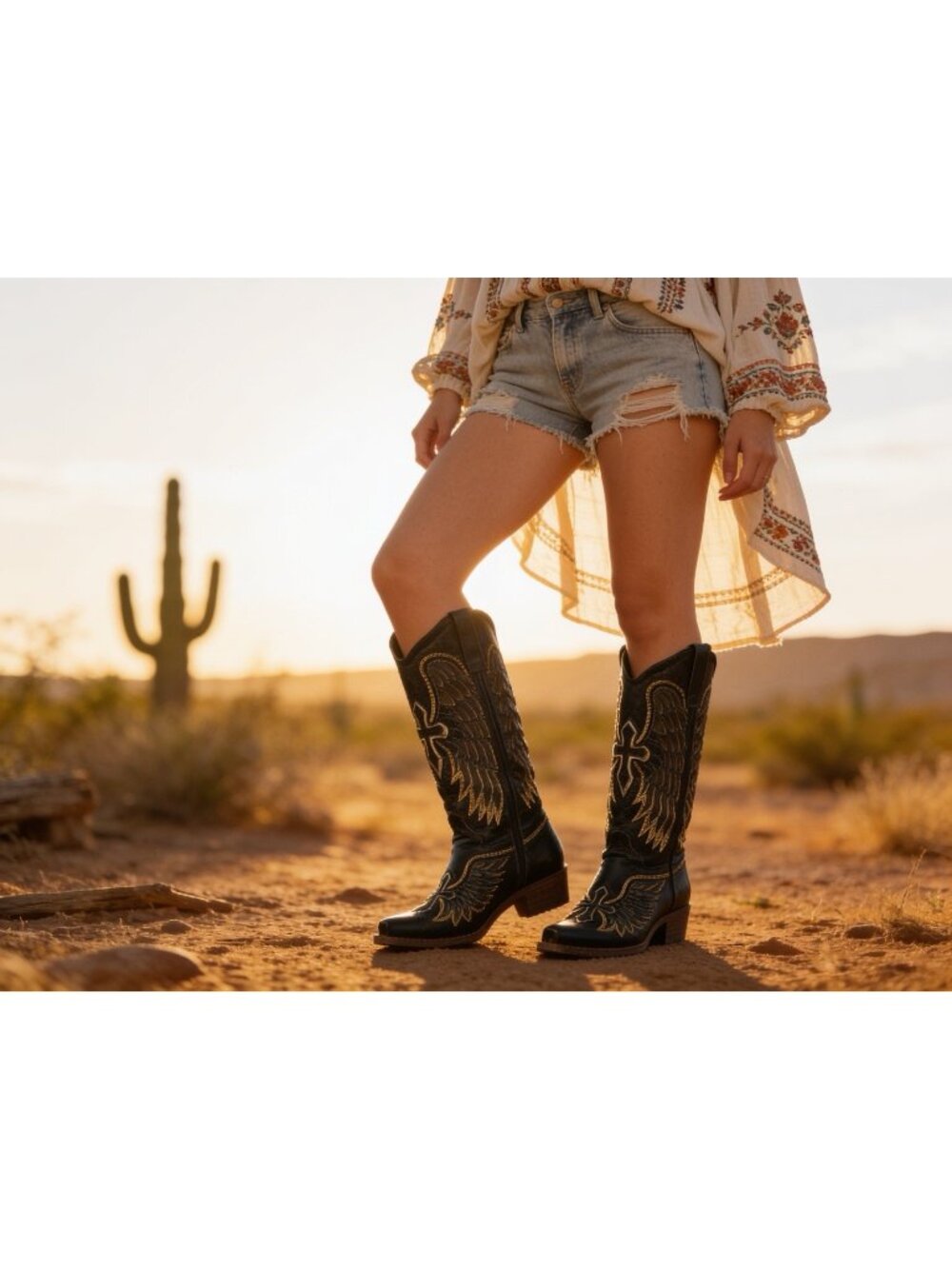 Corral Vintage Cross Wings Cowboy Boots Black Gold Leather Cowgirl 6.5M A1967